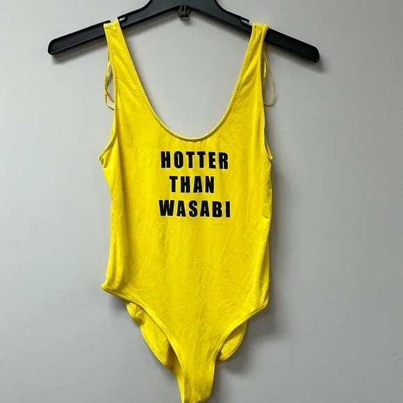 Zara Hotter Than Wasabi bright yellow bodysuit Large - Picture 2 of 3